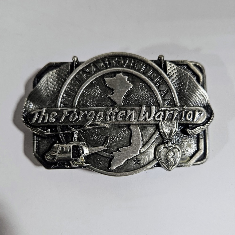 Vietnam Veteran The Forgotten Warrior Belt Buckle Vintage 80s